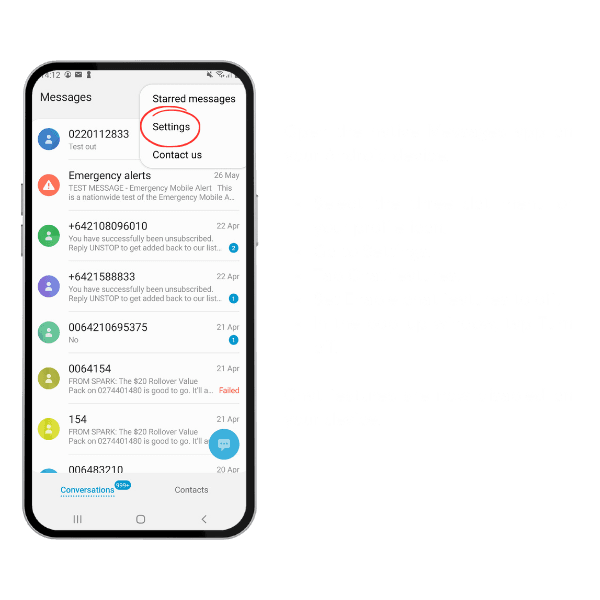 Turn off RCS on the device — illustration