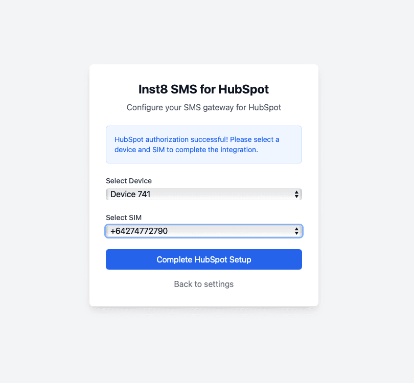Pick device & SIM — screenshot