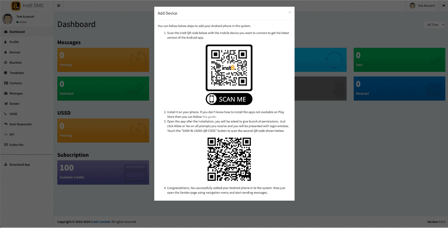 Add an Android device — screenshot