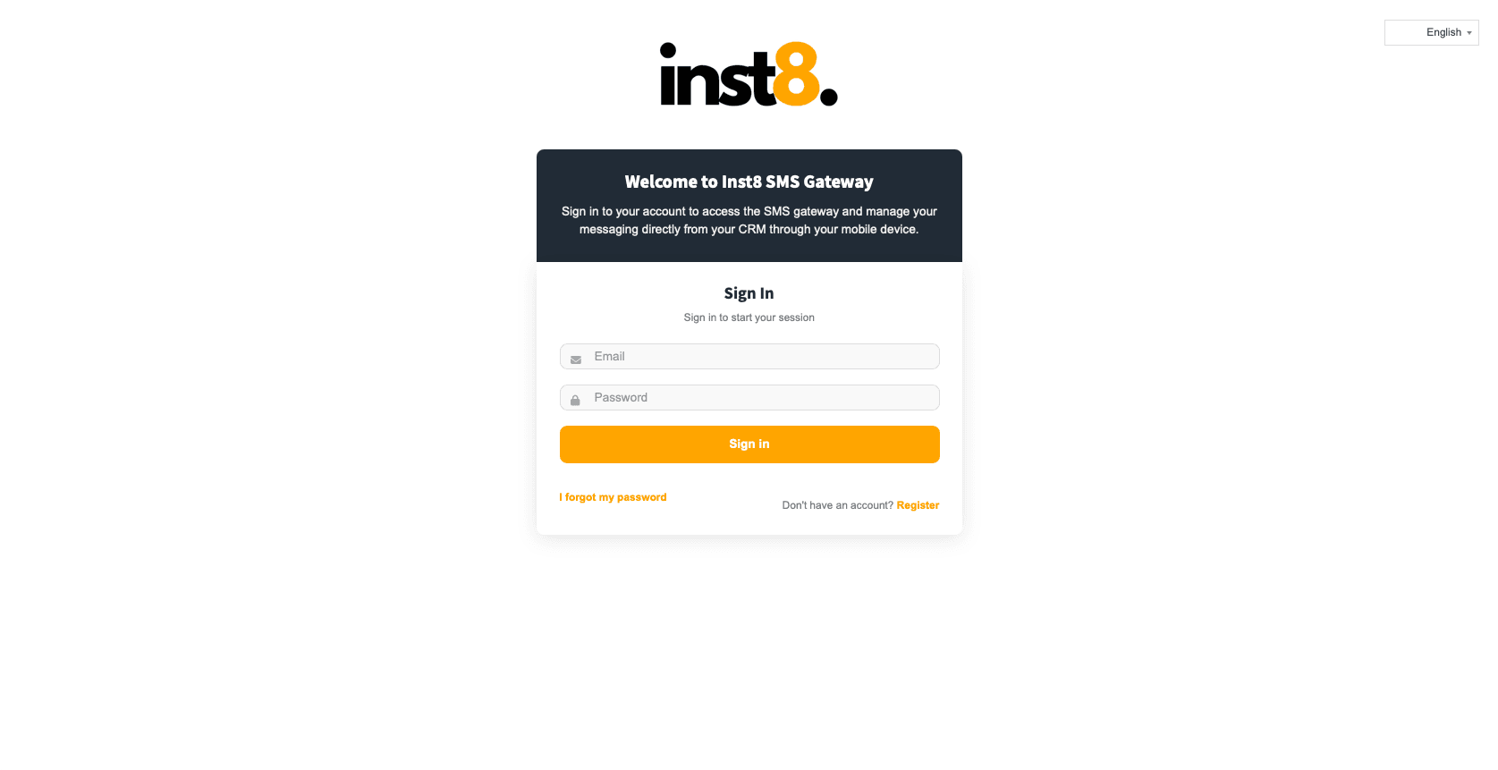 Sign into the dashboard — screenshot