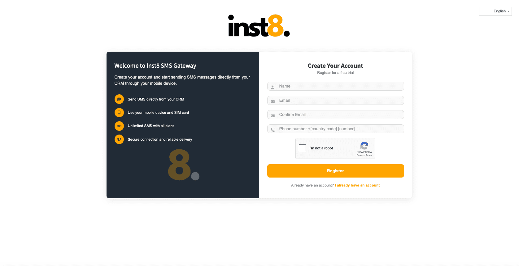 Register your account — screenshot