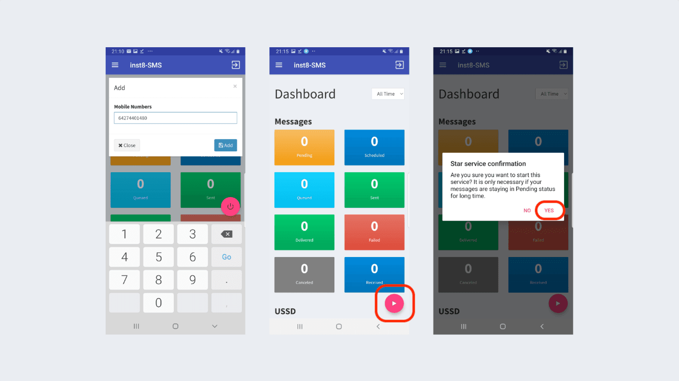 Start the service — screenshot
