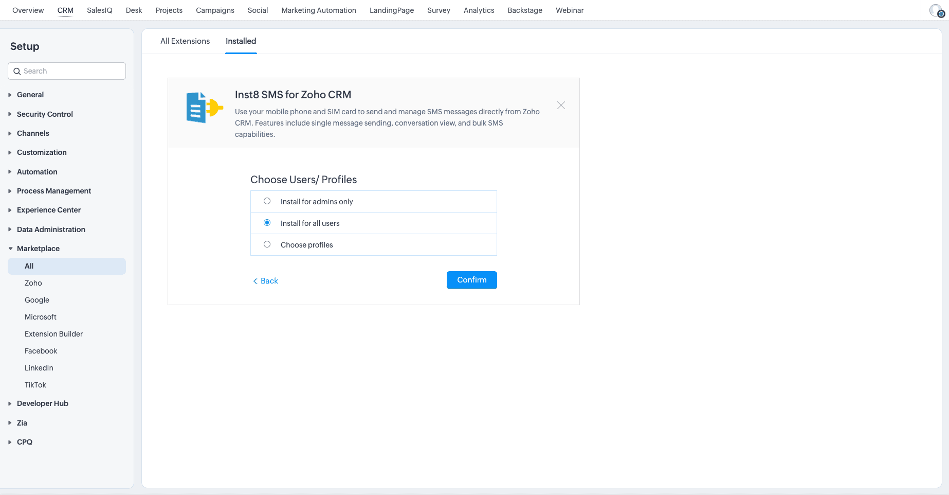 Configure user access — screenshot